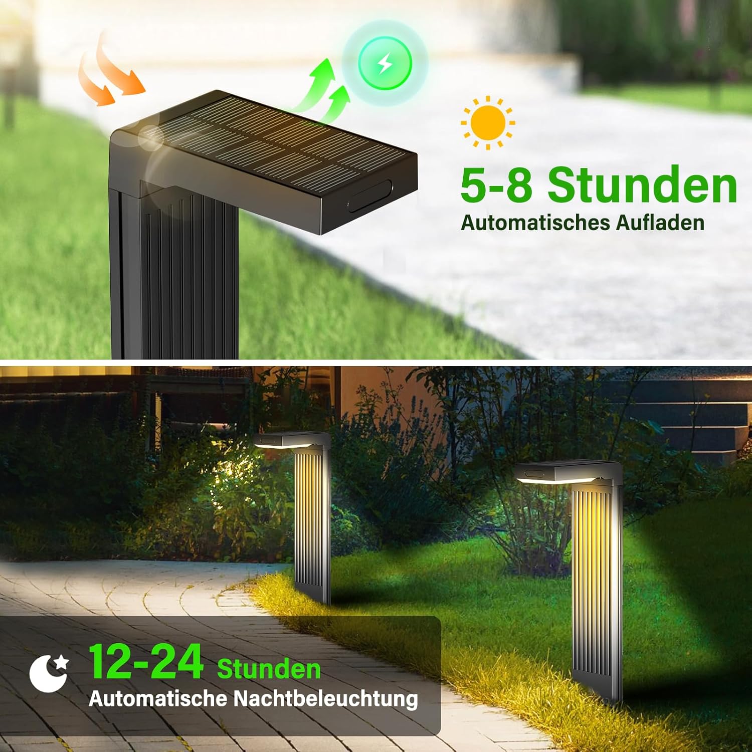 Thumbnail 4 de iseeway Solarleuchten Außen-Set (4 Stück) mit Bewegungsmelder, 400 lm, Farbwechsel 3000K/6500K, IP65