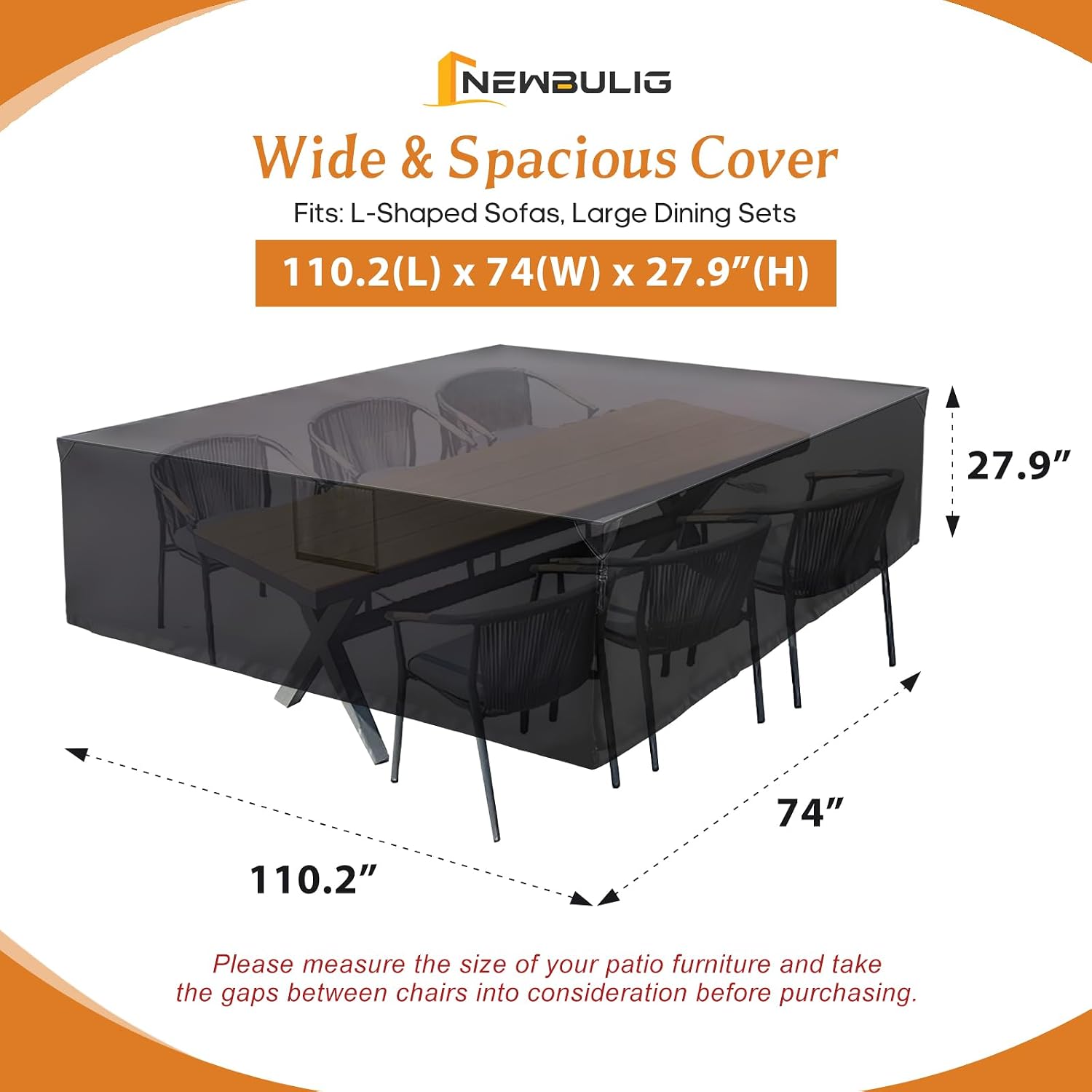Thumbnail 6 de NEWBULIG Patio Furniture Cover 600D