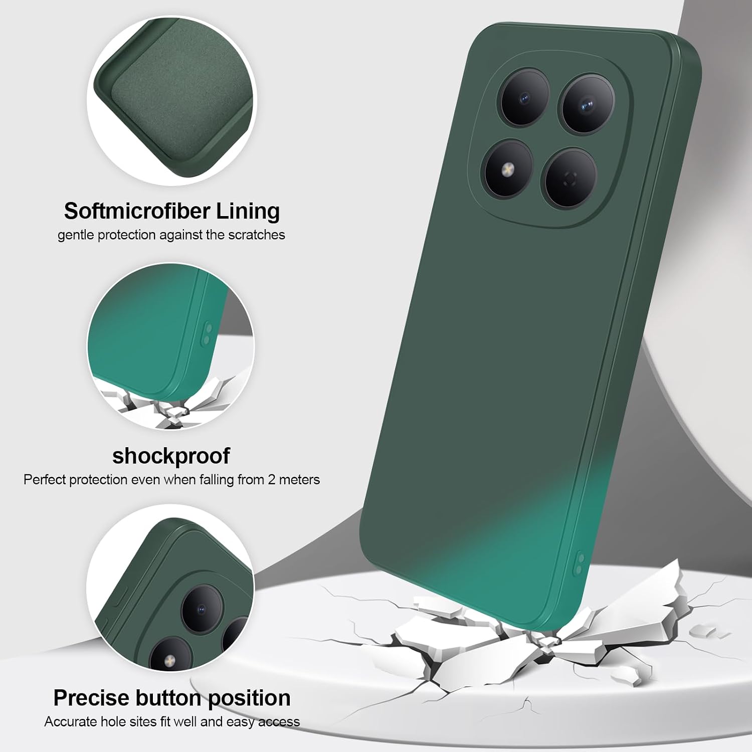 Detalle 2 de GiiYoon Hülle für Xiaomi Redmi Note15 Pro 5G – hochwertiges Liquid Silicone Case in Grün
