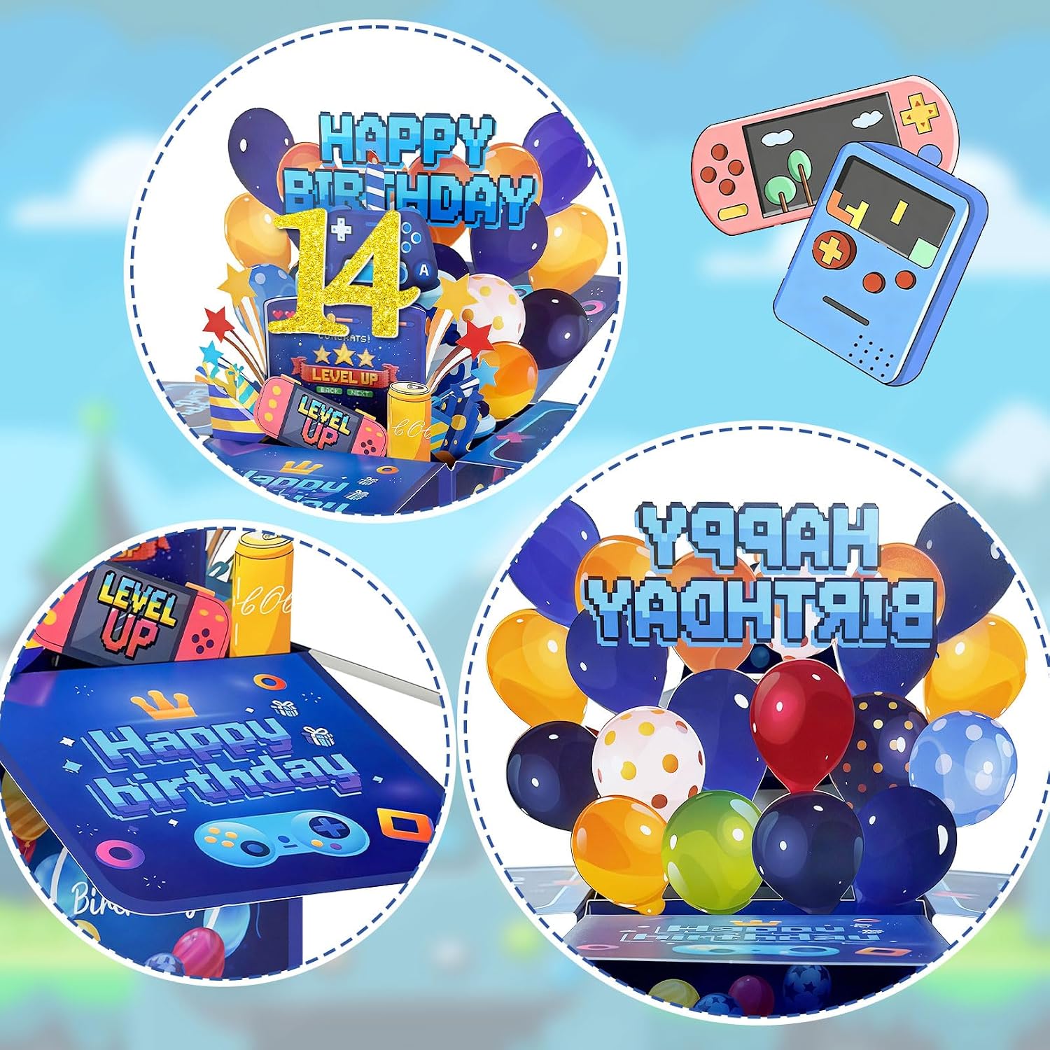 Thumbnail 6 de Hierein 14th Birthday Card – Pop Up 14 with LEVEL UP design