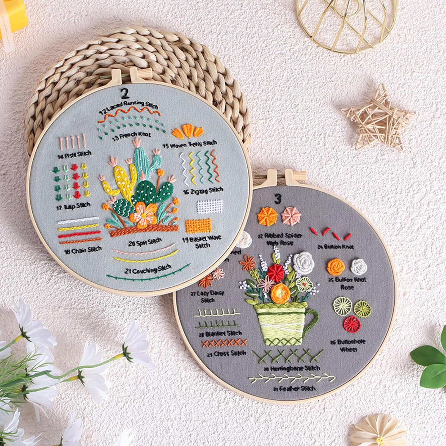 Thumbnail 6 de Smart-Feather 3 Sets Mushroom Embroidery Kit for Beginners (with hoop) – DIY craft project for adults