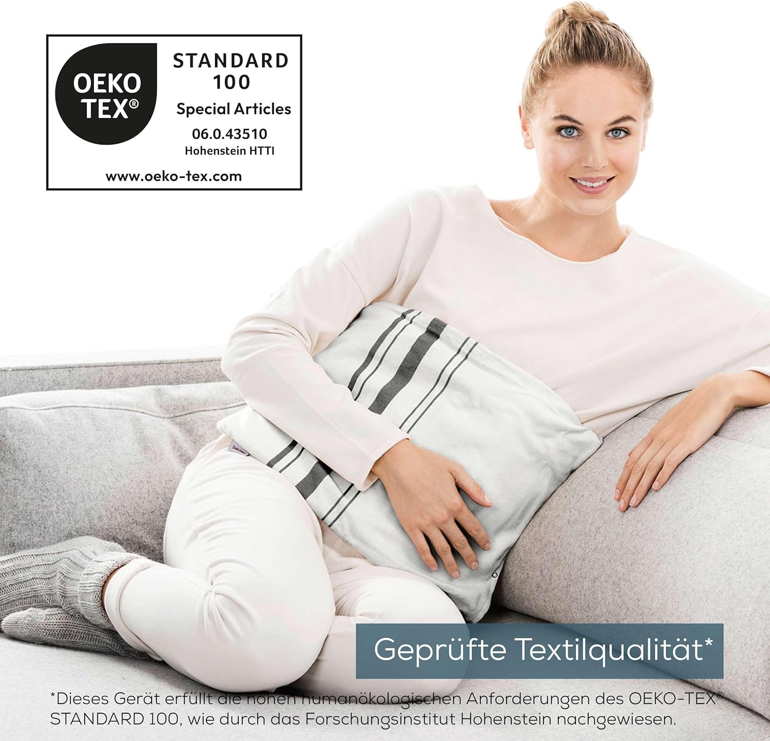Detalle de Beurer HK 25 Heizkissen – kuschelige Wärme (40 x 30 cm), 3 Stufen, Abschaltautomatik, waschbar