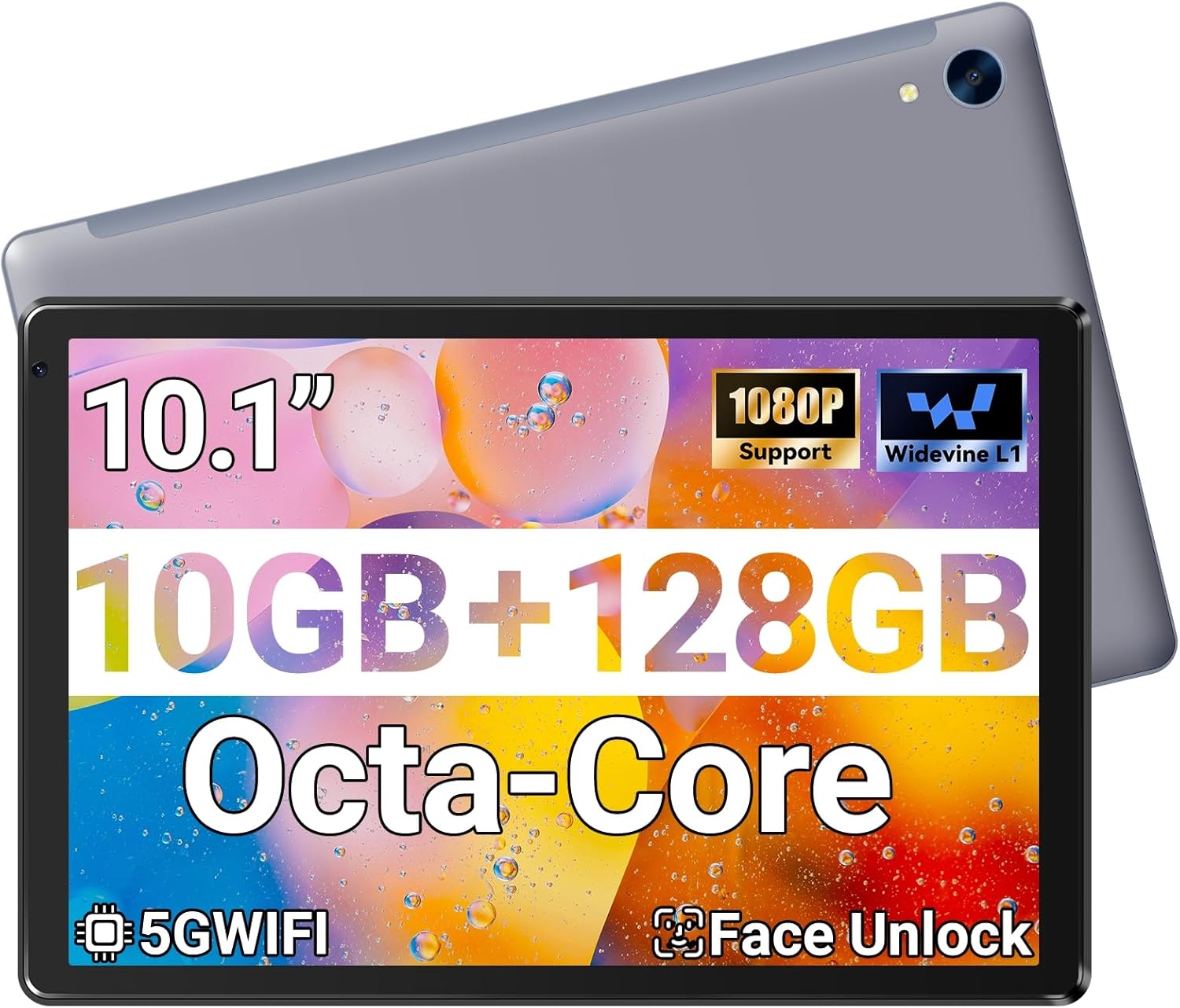 Detalle de MUISOO Tablet 10.1" Android Tablet — Octa-Core, 10GB RAM, 128GB + up to 1TB expandability