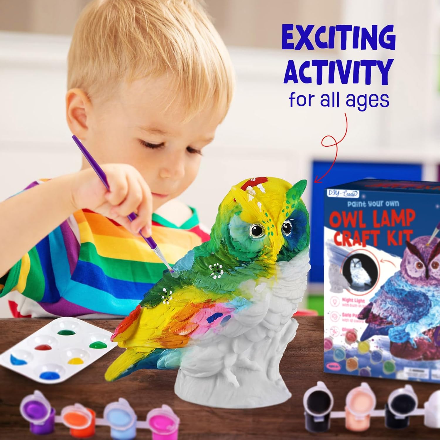 Thumbnail 1 de DIY-LAOESE Paint Your Own Owl Lamp Kit – painting and craft kit for kids