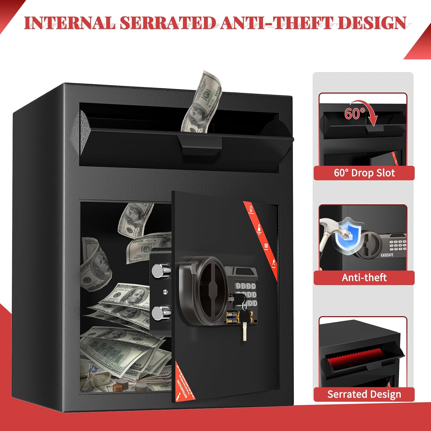 Thumbnail 2 de KABISAFE Depository Safe Box with Drop Slot (70L): Anti-Theft Cash Drop Safe with Digital Keypad Lock