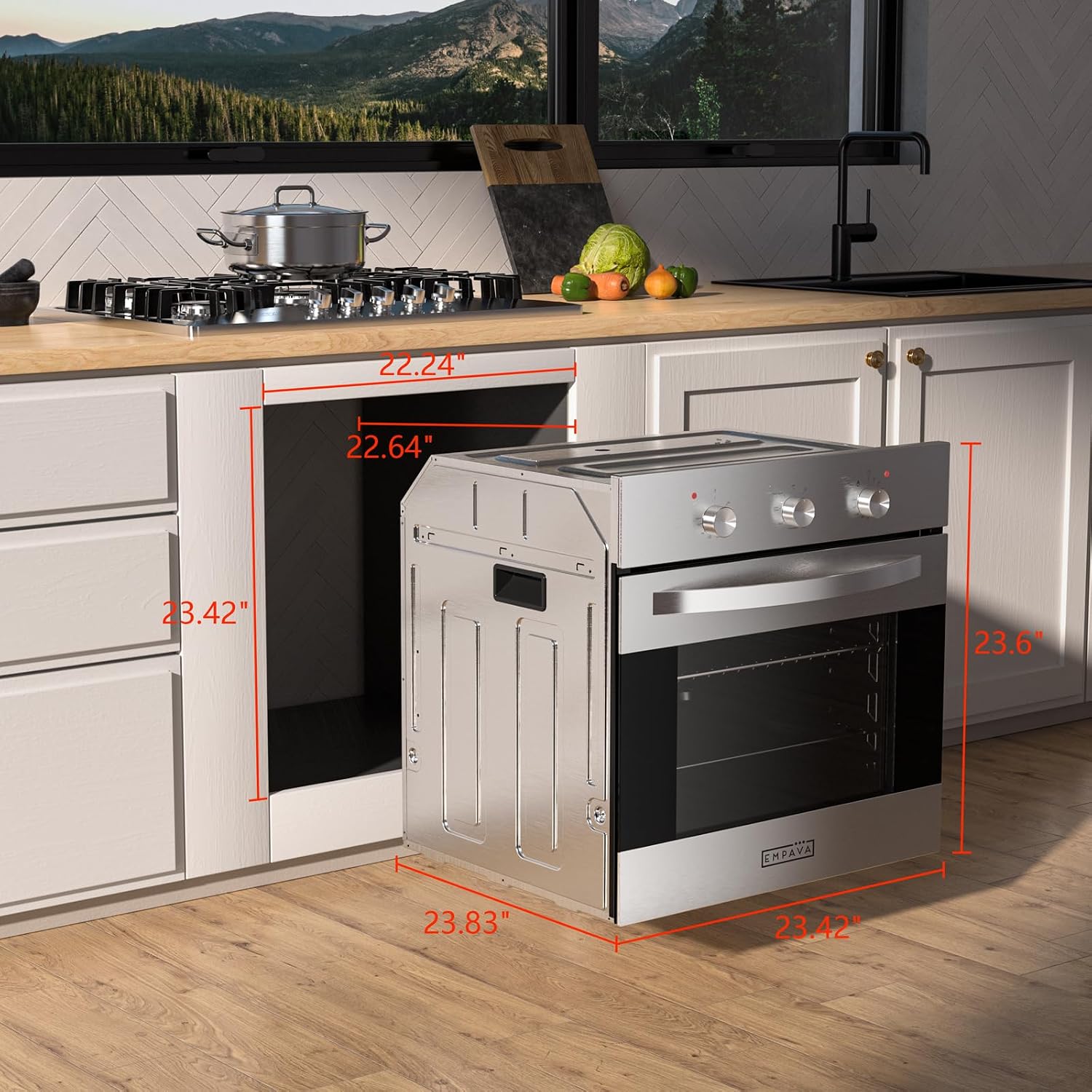 Detalle 2 de Empava 24-Inch 2.3 Cu. Ft. Electric Convection Wall Oven, Stainless Steel