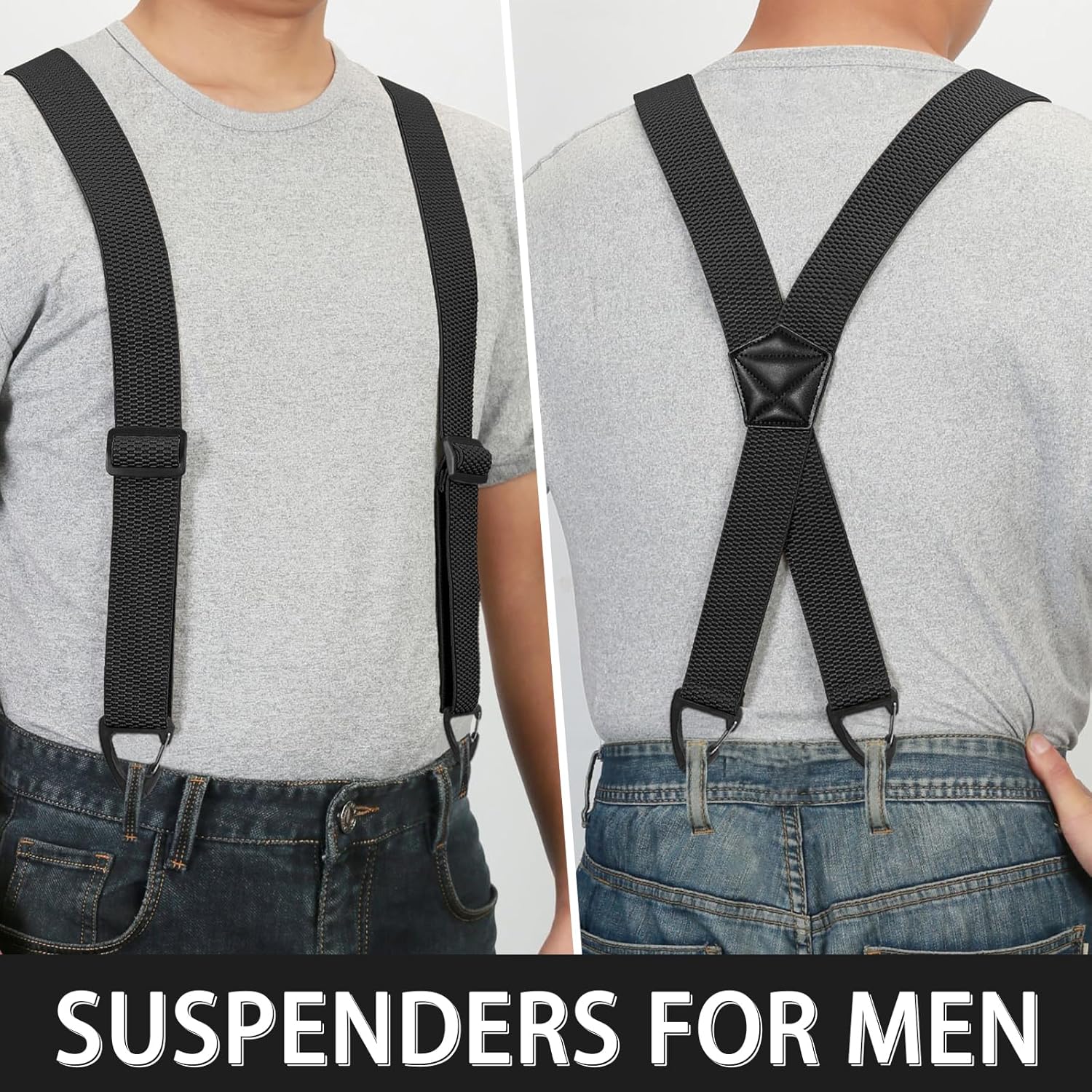 Detalle de Generic hidden braces for men (1.6 inch wide) with X-back adjustable elastic and 4 snap loops