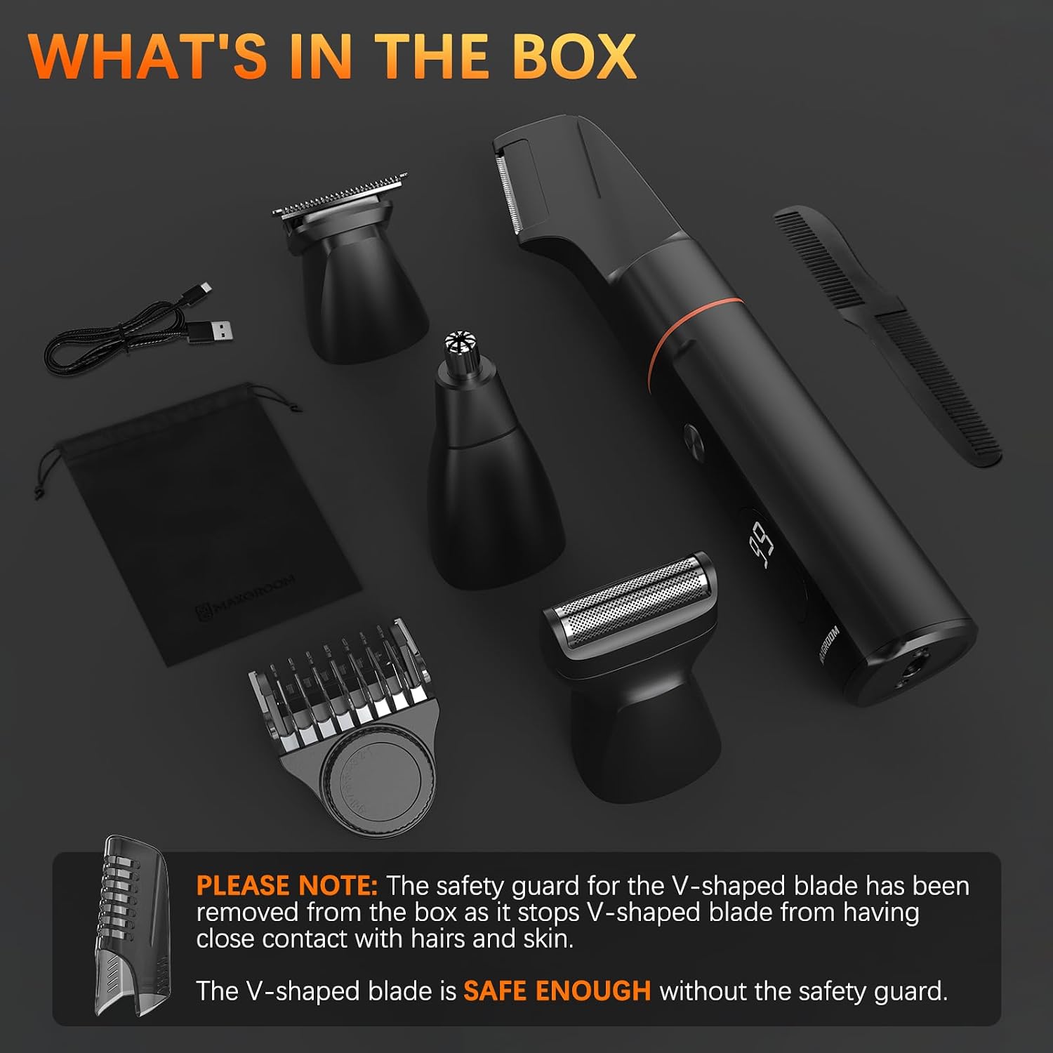 Detalle de MAXGROOM electric body hair trimmer 8000 RPM