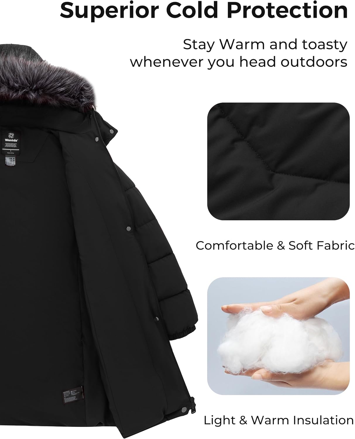 Detalle 2 de wantdo Women's Long Hooded Puffer Jacket plus size