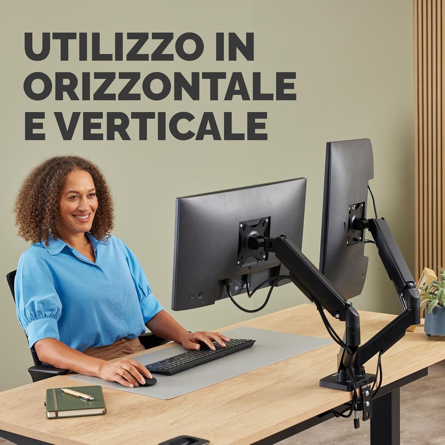Detalle de Fellowes Braccio Monitor Doppio Everyday Plus: supporta due schermi 17"–32" con regolazione completa
