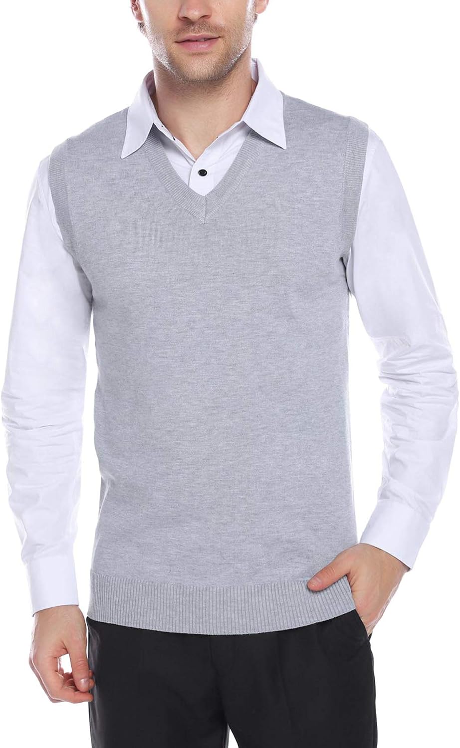 Detalle 2 de iClosam Gilet Maglione Uomo V‑Collo Cotone