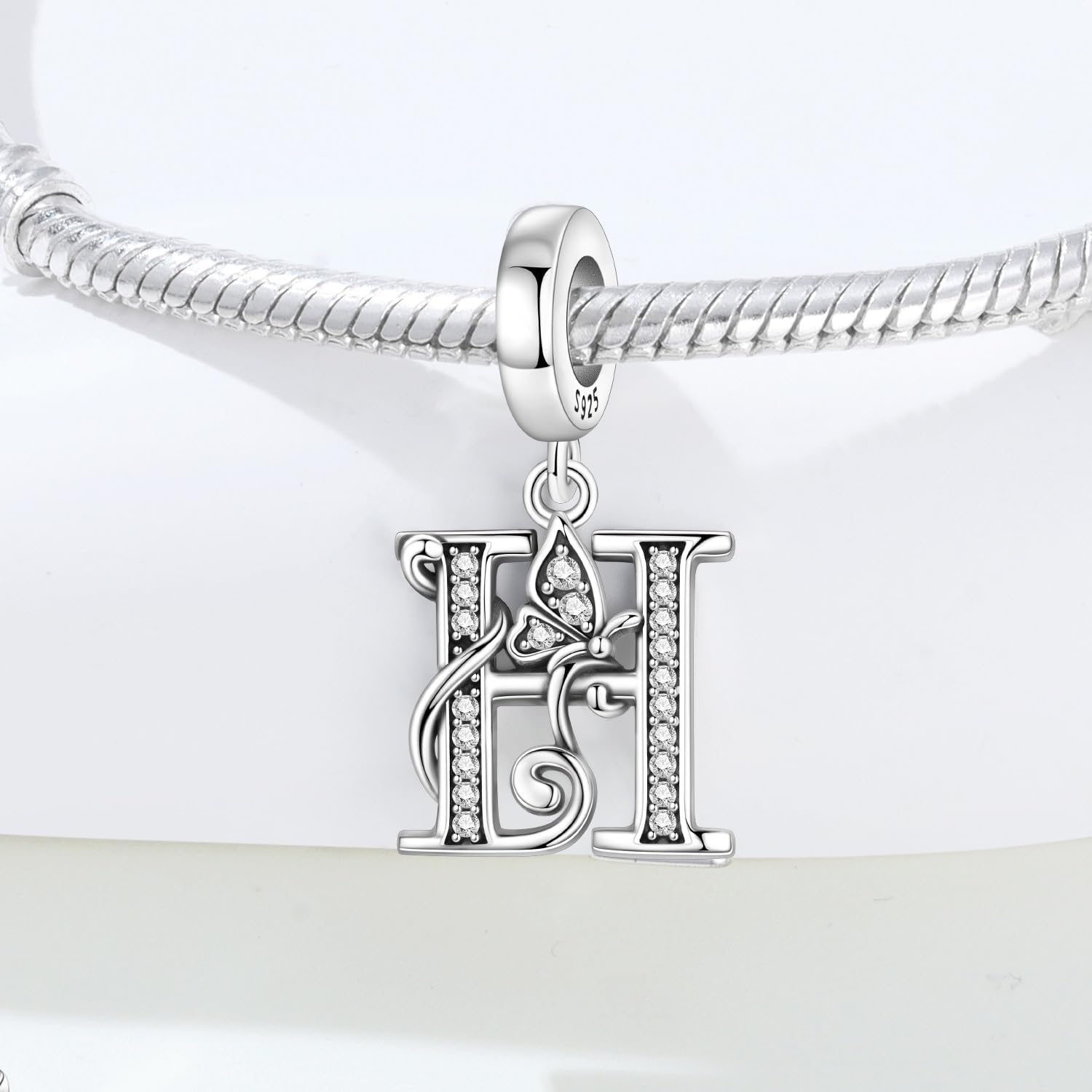 Thumbnail 3 de PANPOKI zilveren letterhangers voor armbanden en kettingen, 2 stuks met zirkonia