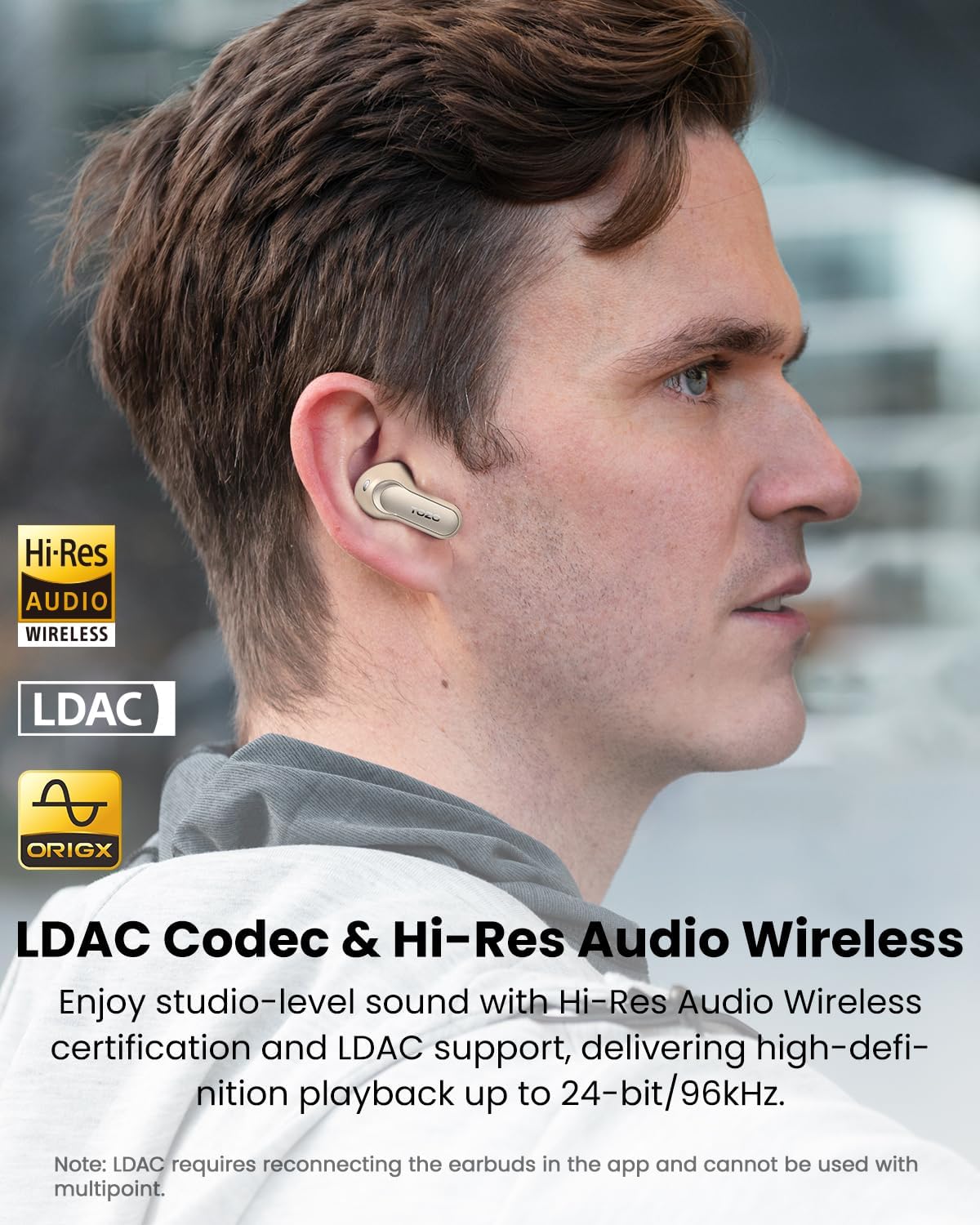 Thumbnail 1 de TOZO NC20 Pro kabellose Bluetooth-Kopfhörer mit Smart-Touchscreen, ANC und LDAC (Champagne)