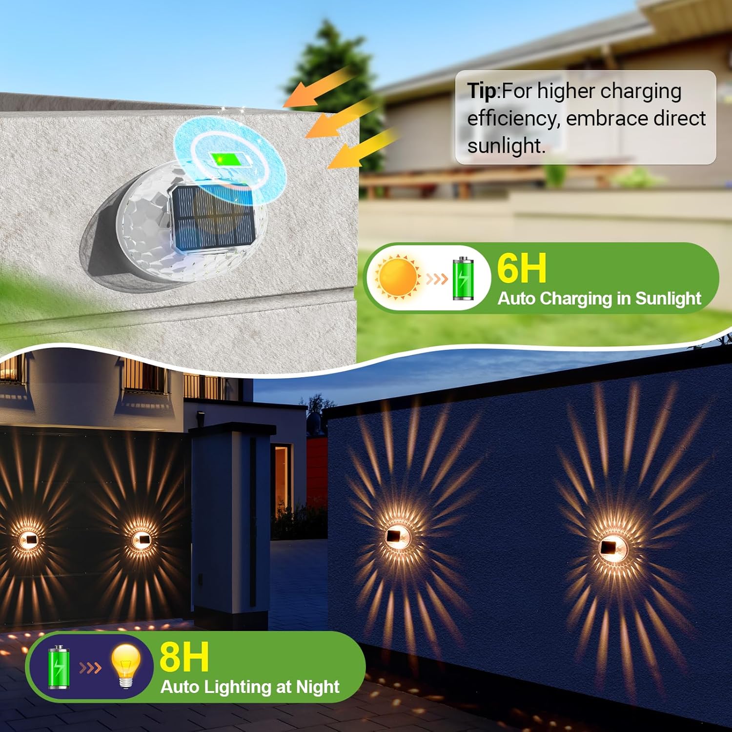 Thumbnail 3 de Quntis Confezione da 4 luci solari bianche calde: stile e sicurezza per giardino e pareti