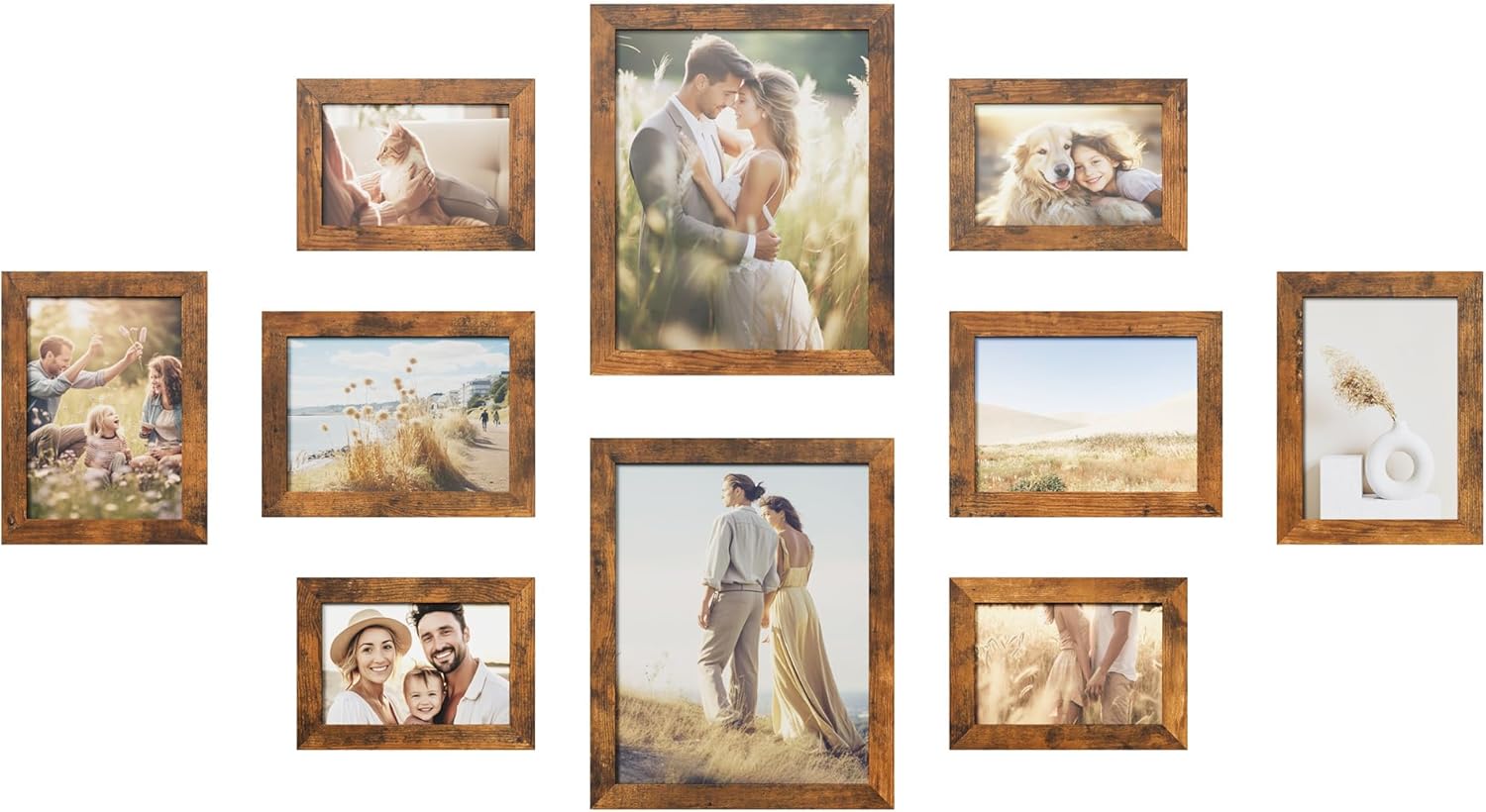 Thumbnail 6 de SONGMICS Bilderrahmen 10er-Set RPF310W für 3 Größen (Kunststoffscheibe, MDF) – für 2/4/4 Fotos
