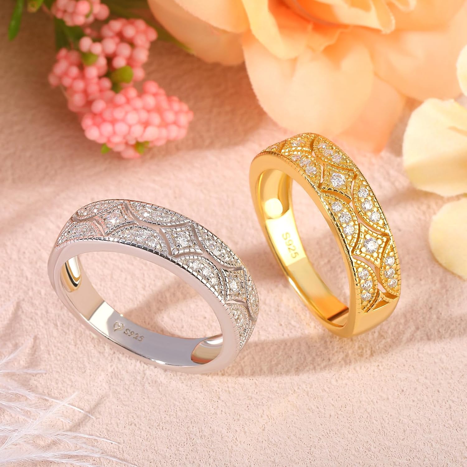 Detalle de Jeulia 925 Sterling Silver Milgrain Round Cut Ring
