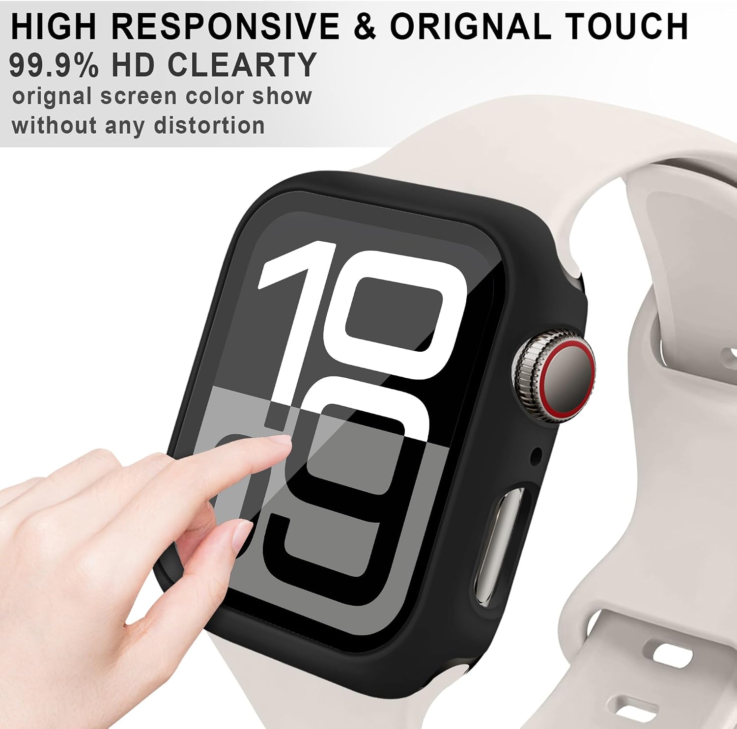 Detalle 2 de 3-Pack Hard Case for Apple Watch Screen Protector (42–49mm) with Tempered Glass — Fits Series 4–10, SE and Ultra