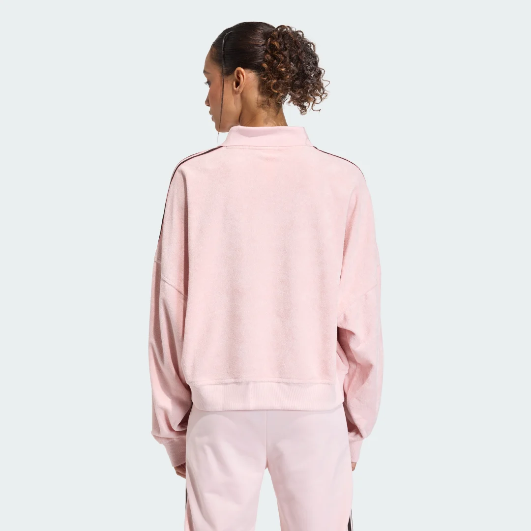 Detalle 2 de Polo de rizo y manga larga con cuello de pico de Adidas en rosa