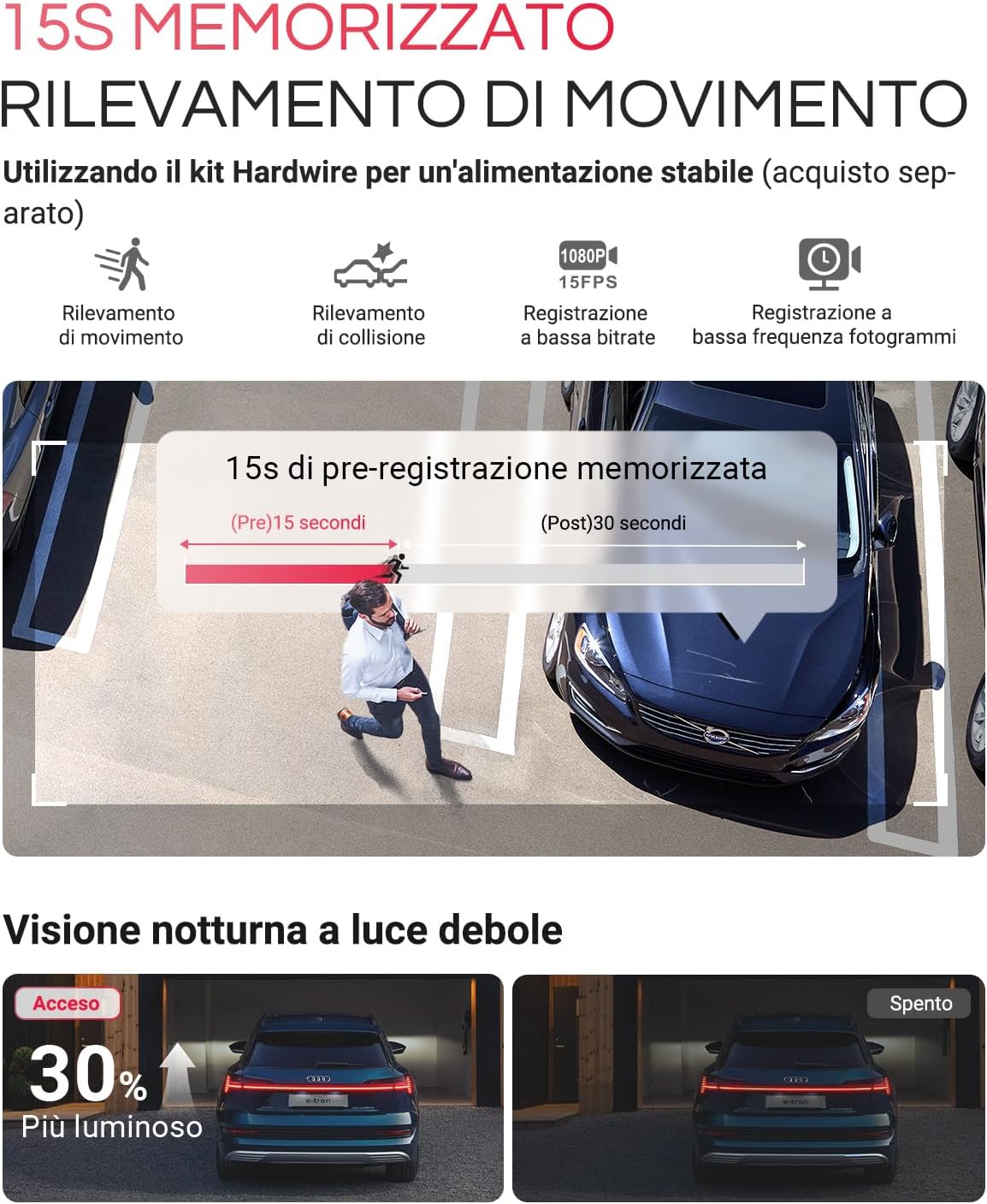 Thumbnail 5 de VANTRUE 4K HDR Dash Cam Auto E1 Pro con GPS, WiFi 5GHz e Visione Notturna 2.0