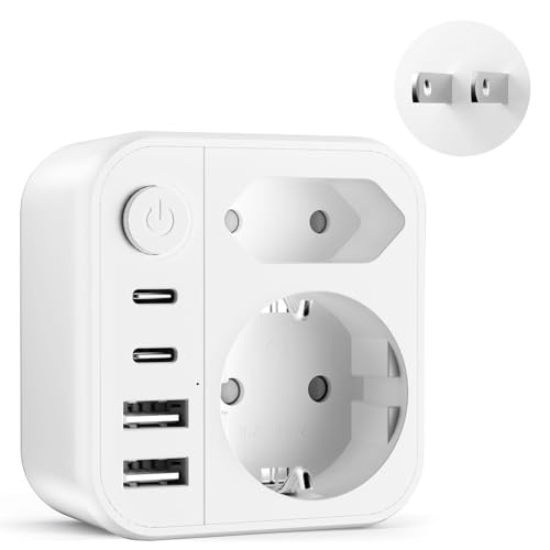 Detalle de Oivneele Adaptateur de voyage 6-en-1 Type A avec 2 ports USB-C et 2 USB-A