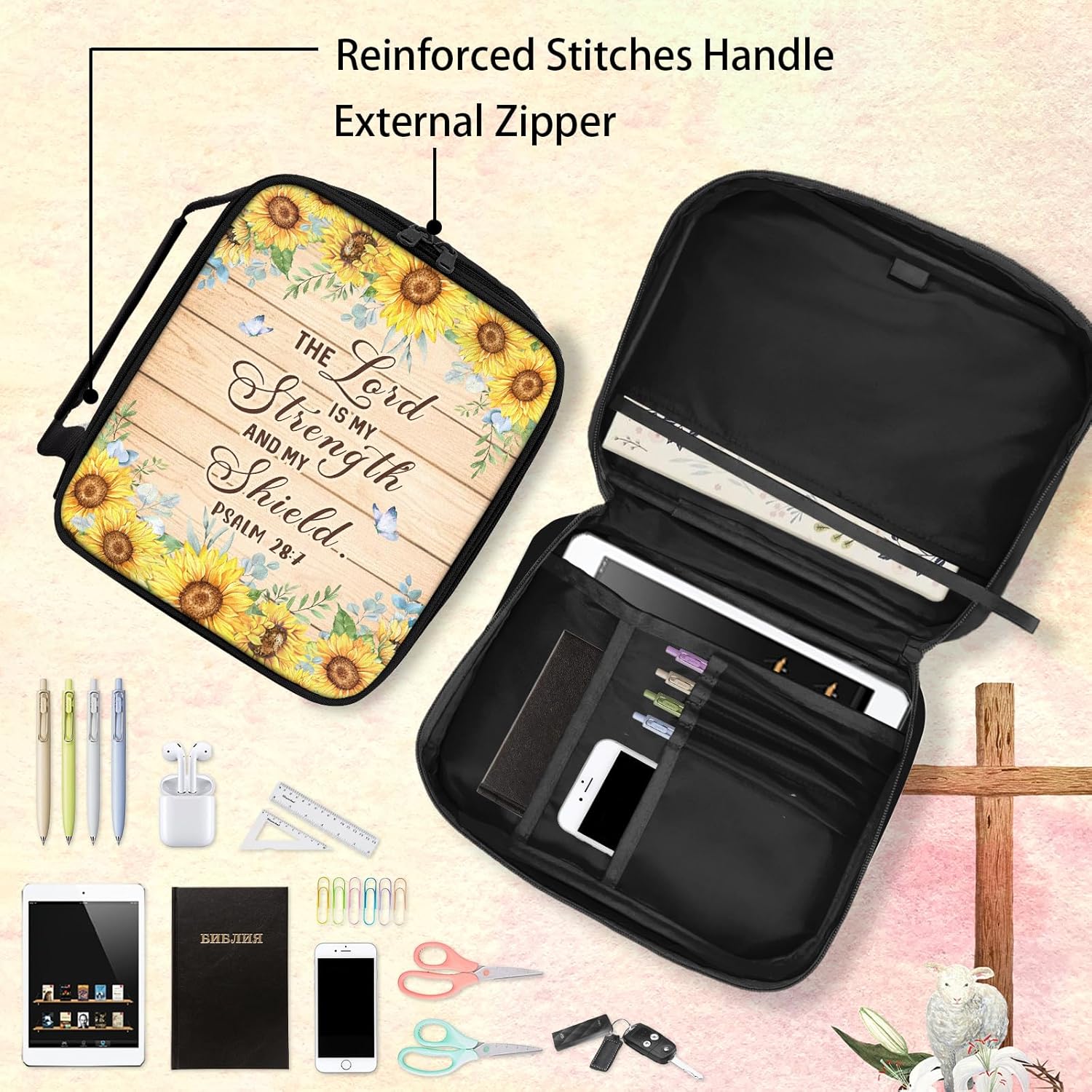 Thumbnail 2 de Shaeotek Bible Sunflower Case for Women – Lightweight Bible Cover with Reinforced Handle