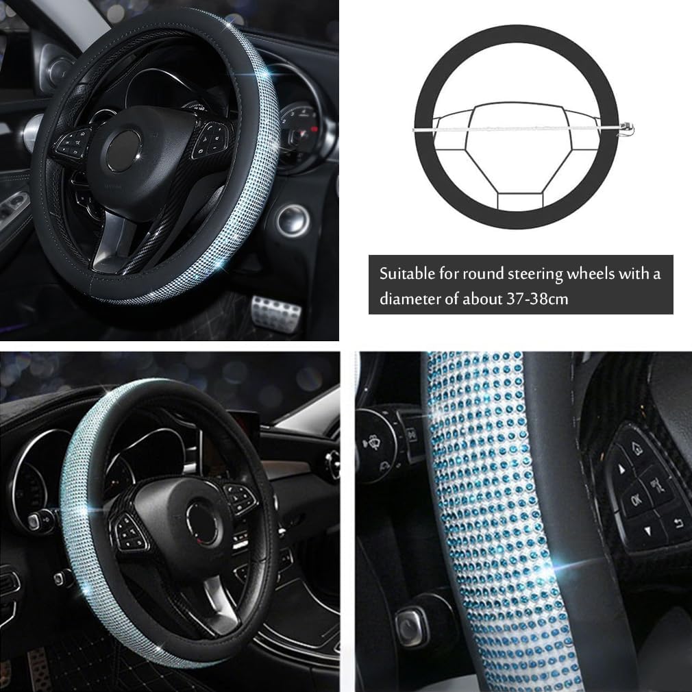 Detalle 2 de Pahajim Crystal Diamond Steering Wheel Cover (Black-Blue)