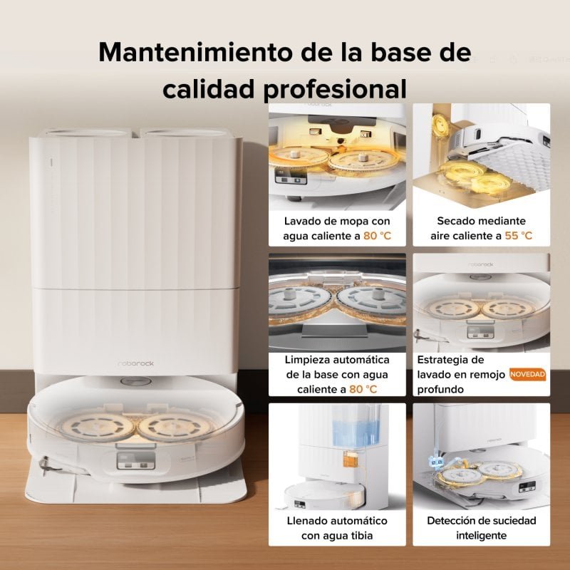 Detalle de Roborock Qrevo Edge 2 Set: aspirador y fregona autónomo con 25000 Pa y secado profesional