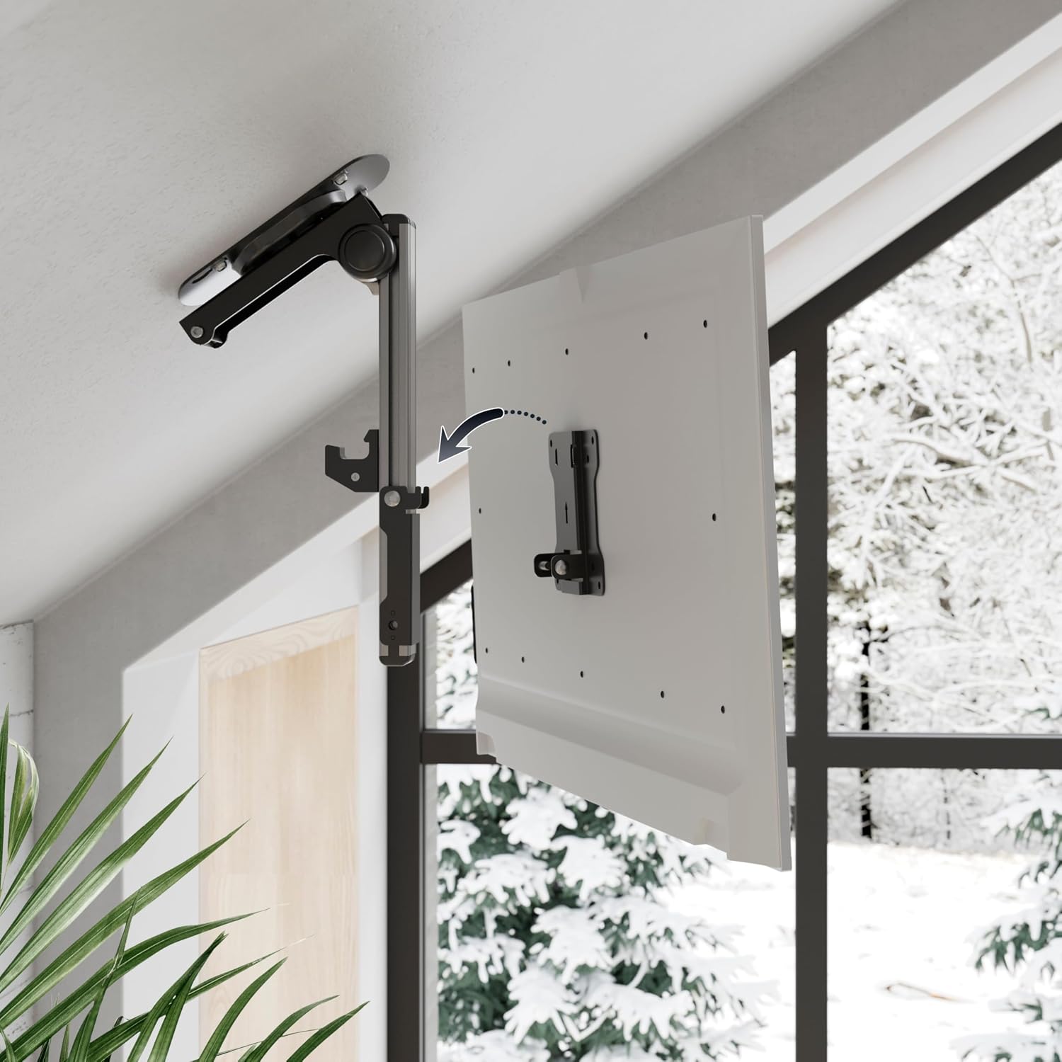 Detalle de RICOO D0111 – składany uchwyt sufitowy do TV i monitora, VESA 100 × 100 mm