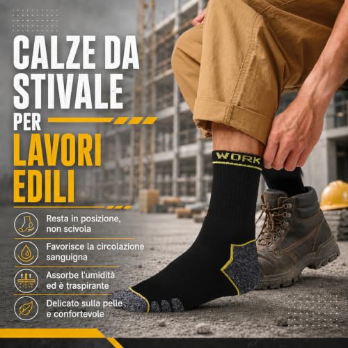 Detalle de Niorasen calzini da lavoro uomo, 6 paia in spugna, taglia 47-50