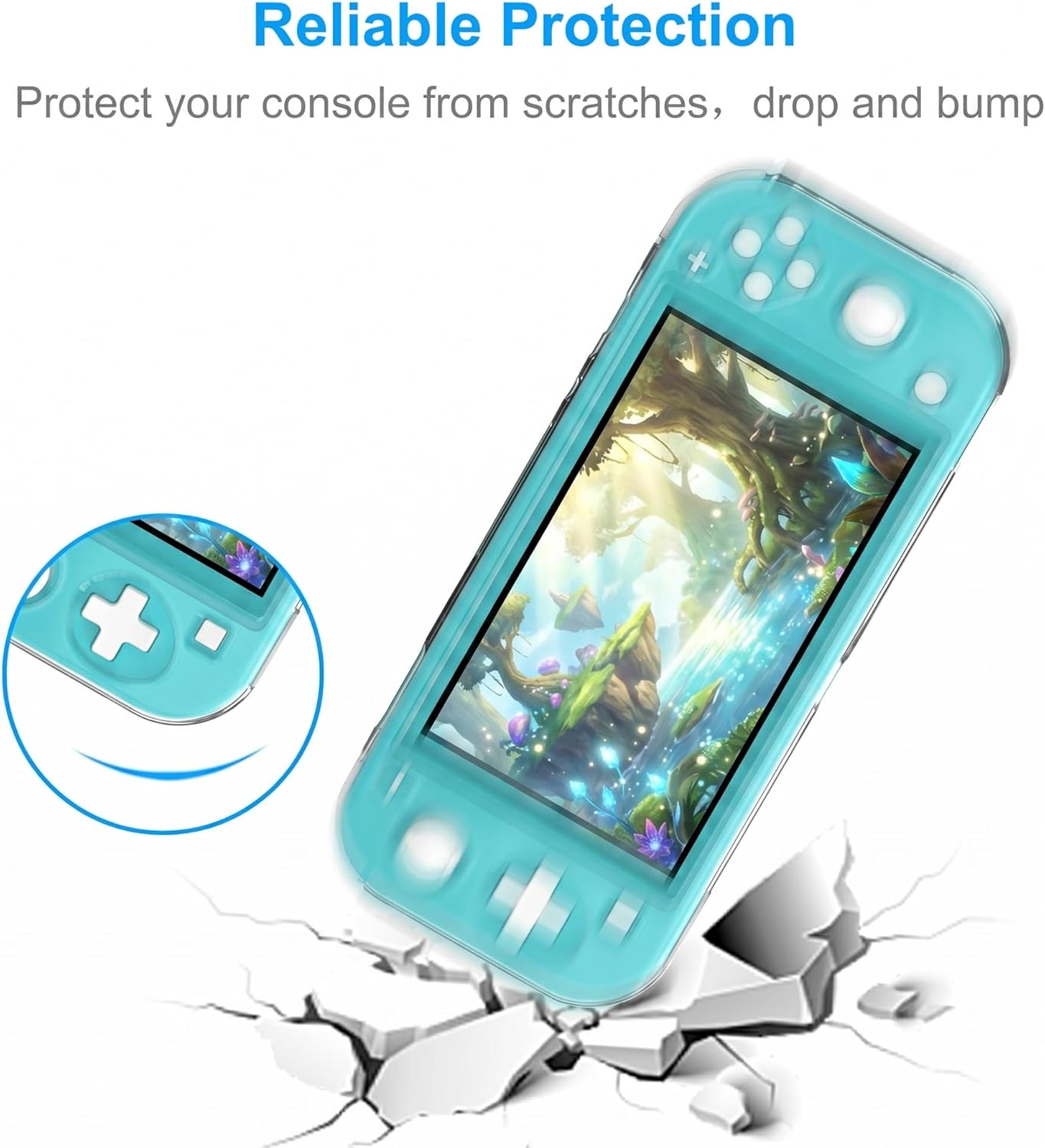 Detalle de Crystal Clear Cover Case for Switch Lite with Glass Screen Protector