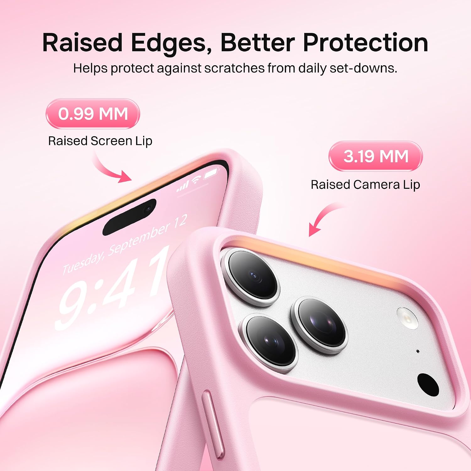 Detalle de SuydanBox Magnetic Case for iPhone 17 Pro Max (6.9", Chalk Pink) with MagSafe and Military-Grade Protection