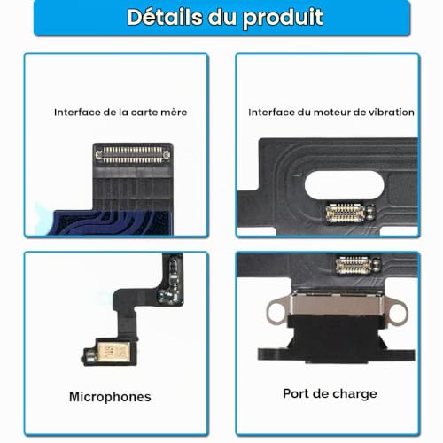 Detalle de ZHUROUPU Connecteur de Station d'accueil pour iPhone XR 6,1" (2018) – Kit de réparation et accessoires