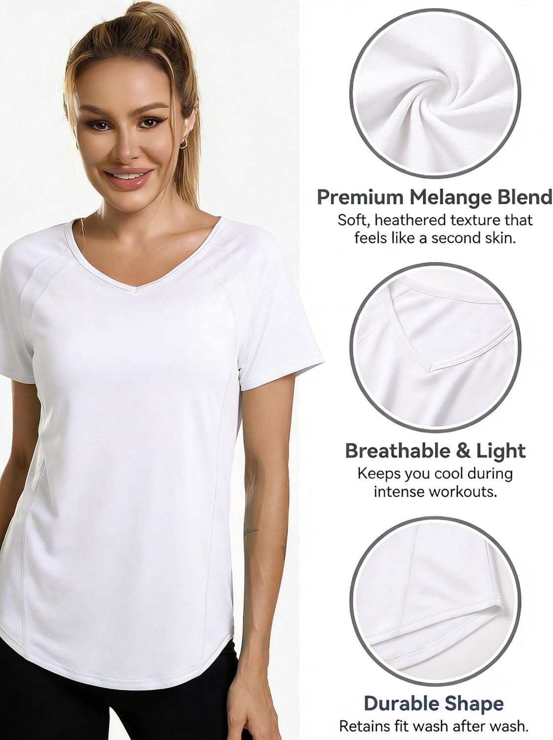 Thumbnail 5 de Wayleb maglietta sportiva donna con scollo a V, manica raglan corta traspirante (poliestere ed elastan)