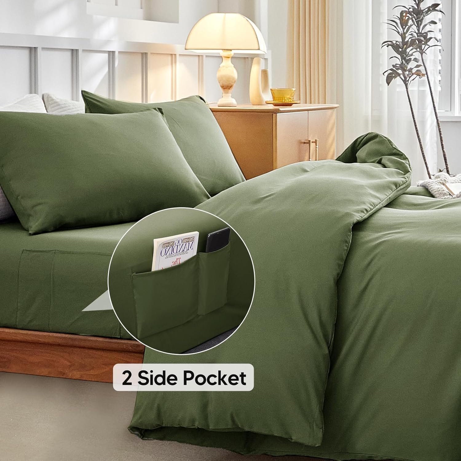 Thumbnail 2 de Tokokimo King Size 4-Piece Olive Green Bedding Set