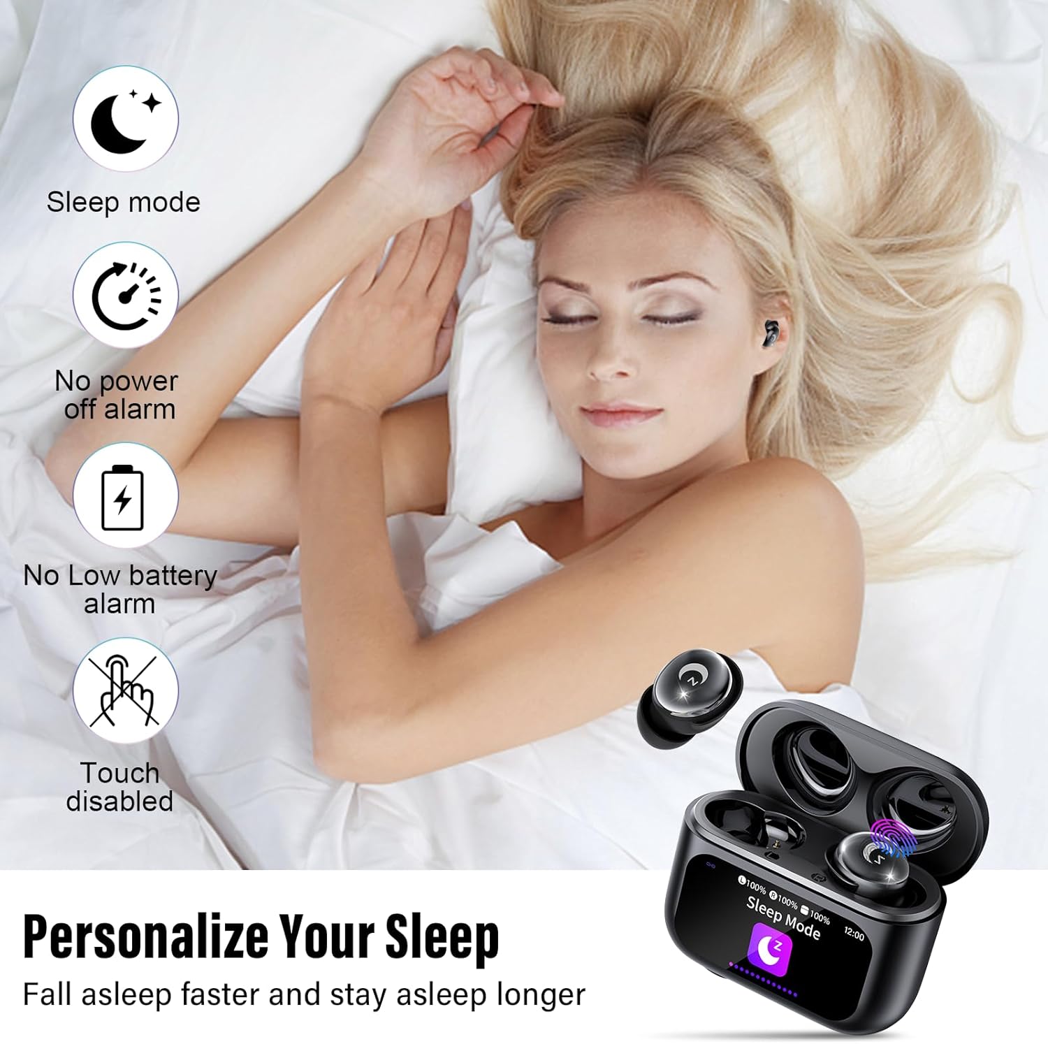 Thumbnail 1 de Wireless Earbuds with Smart Touch Screen: L8 Pro Sleep Edition