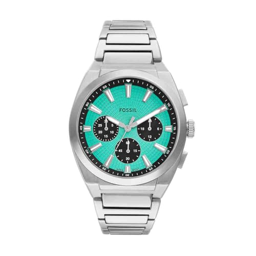 Detalle de Fossil Everett Reloj cronógrafo plateado verde azulado