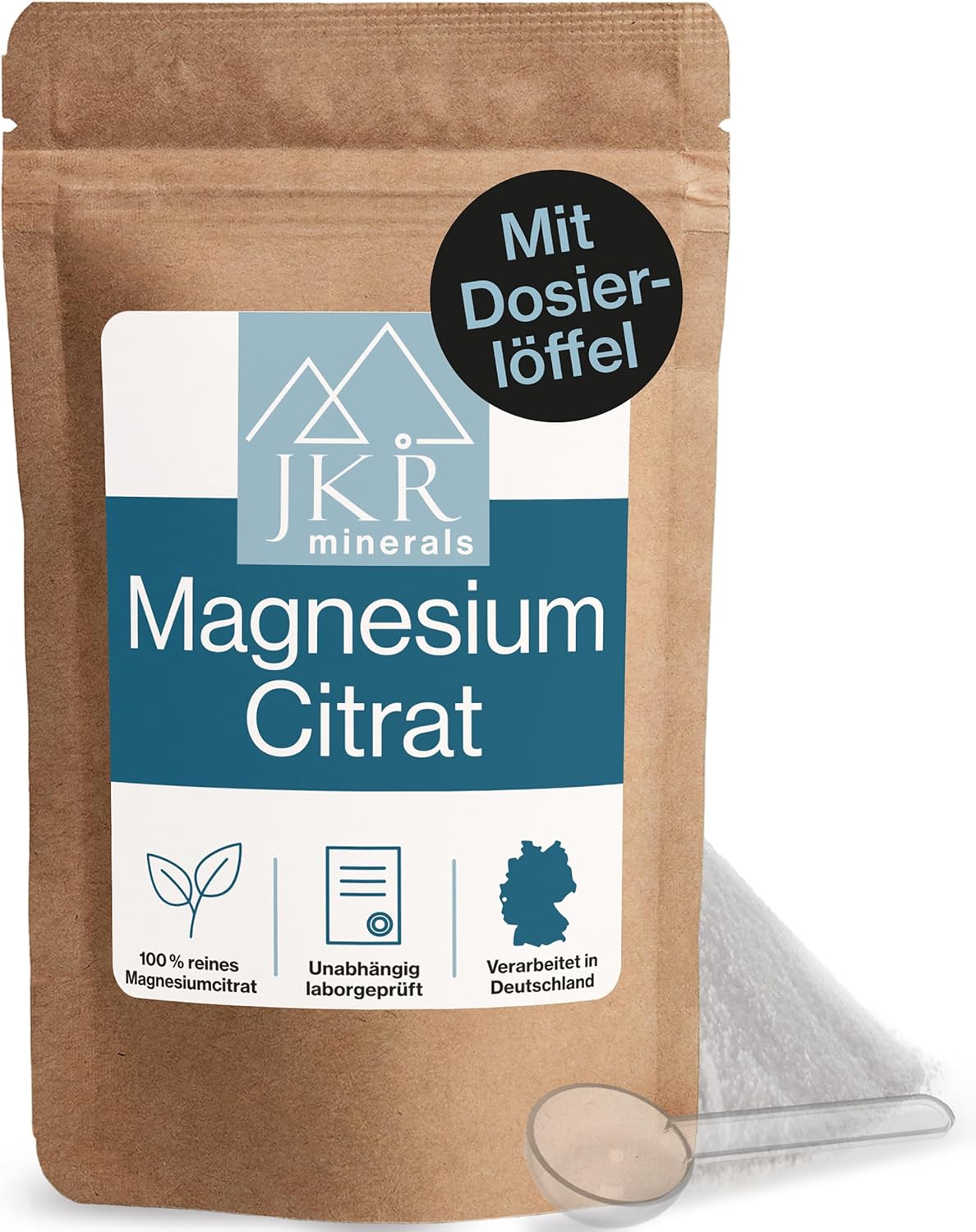 Detalle de JKR Minerals Magnesiumcitrat Pulver 450 g – Laborgeprüft, rein ohne Zusatzstoffe