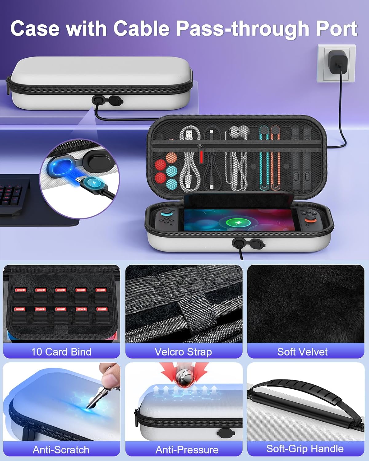 Thumbnail 2 de WAXITY 23-in-1 Bundle für Nintendo Switch 2 – Tragetasche, Ladestation und mehr (Weiß)