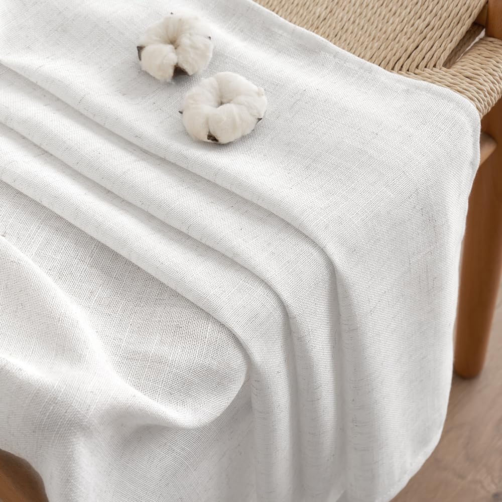 Thumbnail 4 de EMEMA Leinenoptik Gardinen mit Kräuselband, halbtransparent, reinweiß – 2er-Set 140 x 245 cm