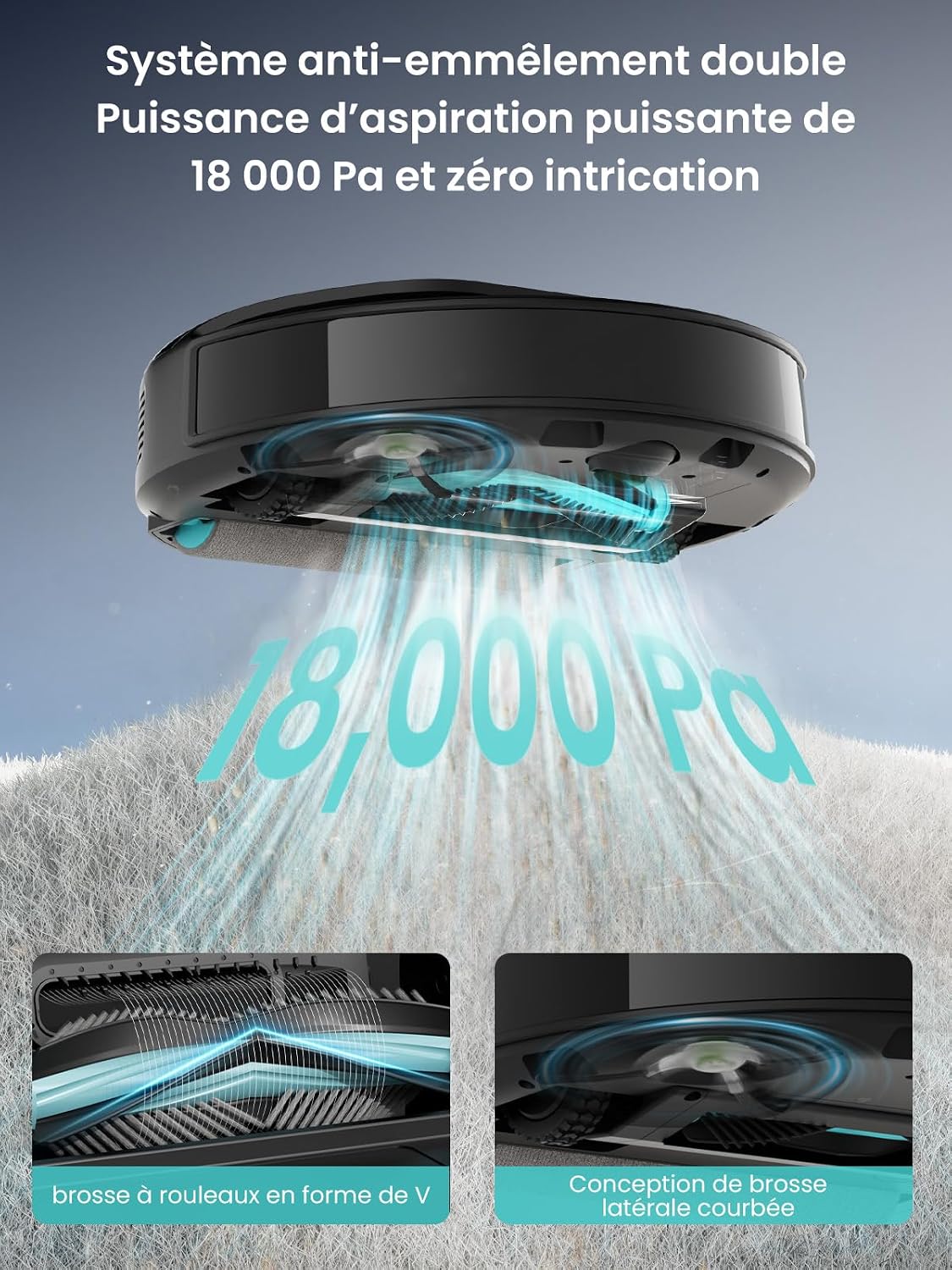 Thumbnail 4 de Lefant M5 Pro Robot Aspirateur Laveur laveur à serpillière avec eau chaude jusqu’à 75°C, 18000 Pa et base d’auto-nettoyage