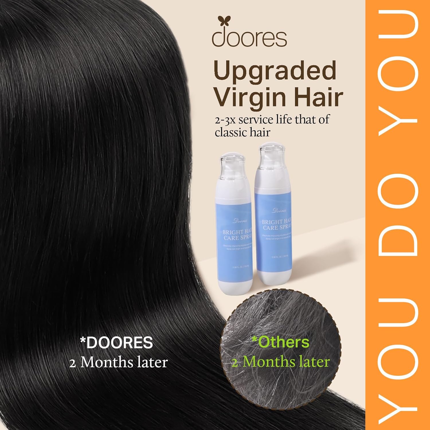Thumbnail 3 de DOORES Black Clip-in Hair Extensions (Jet Black) 20 Inch, 7 pcs, 120g Human Hair