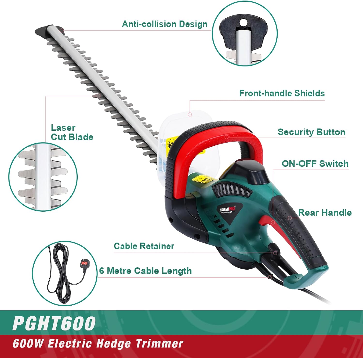 Thumbnail 1 de 600W Corded hedge trimmer pruner