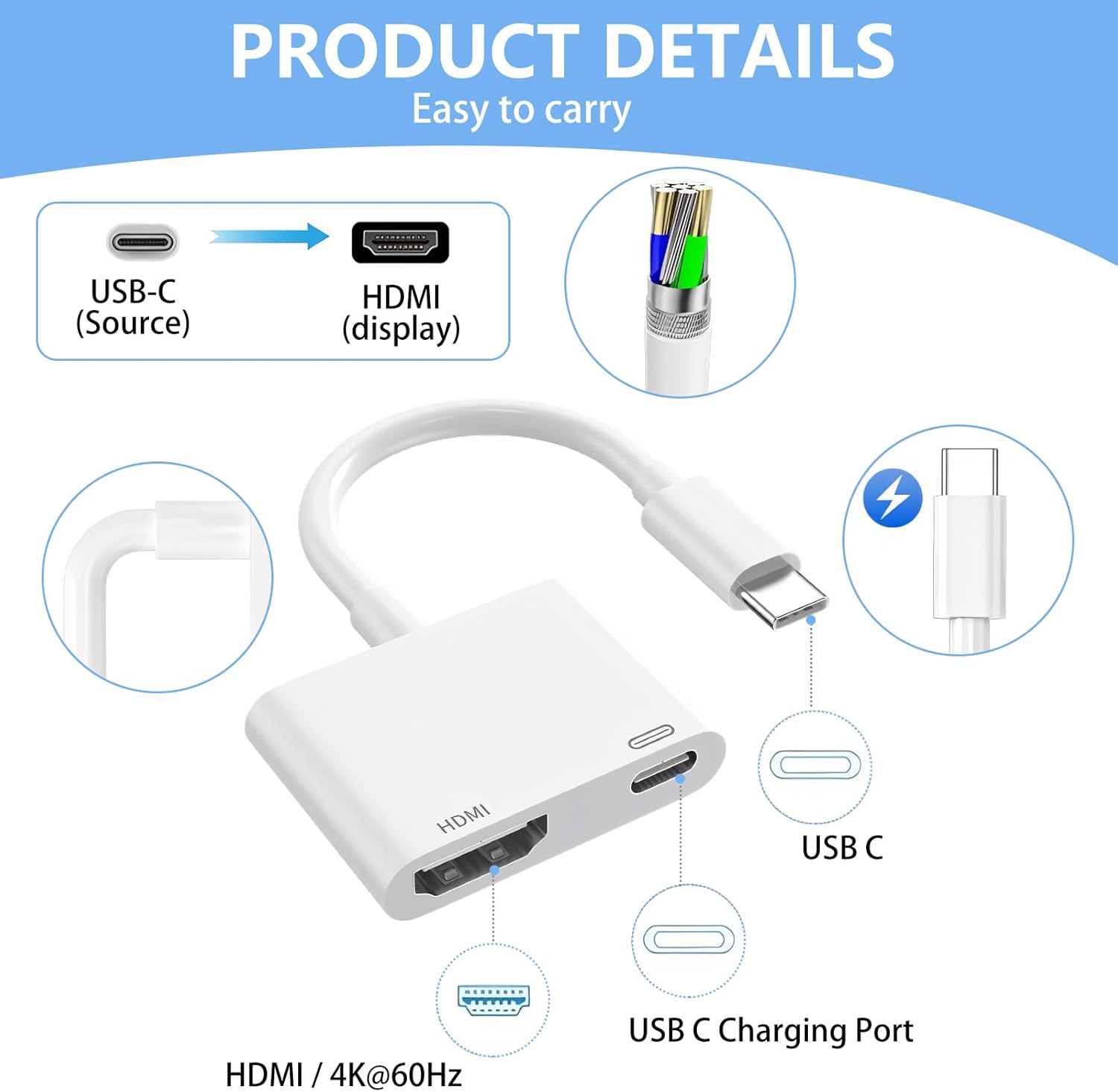 Thumbnail 2 de Kinhaly USB C to HDMI Adapter 4K