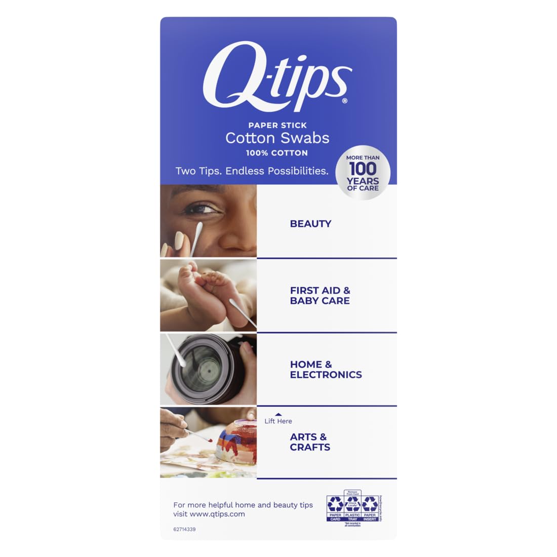 Thumbnail 1 de Q-tips Cotton Swabs, Original 100% Cotton, 500 Count