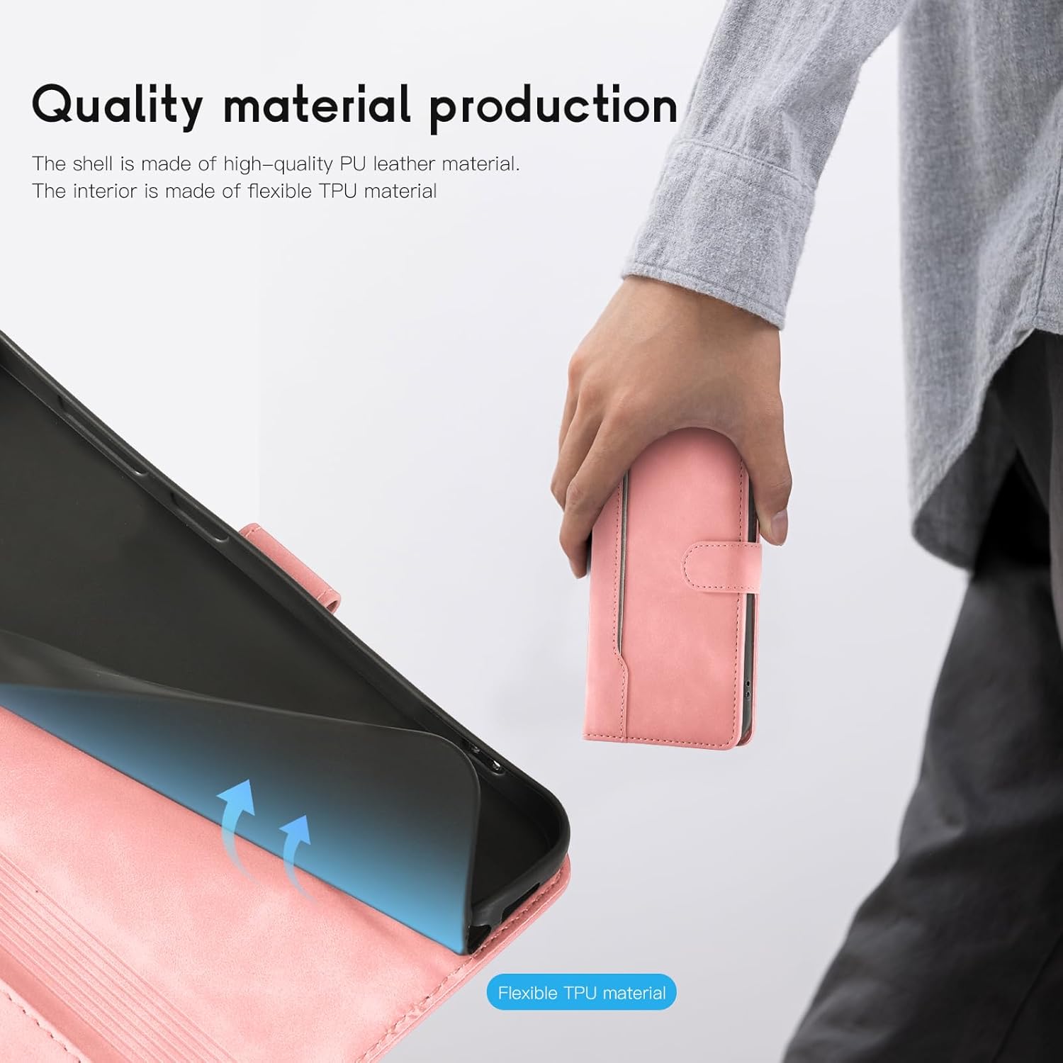 Thumbnail 4 de AsWant Handyhülle für Samsung Galaxy Xcover 7 – Premium Leder Flip Case mit Kartenfächern und Standfunktion (Rosa)