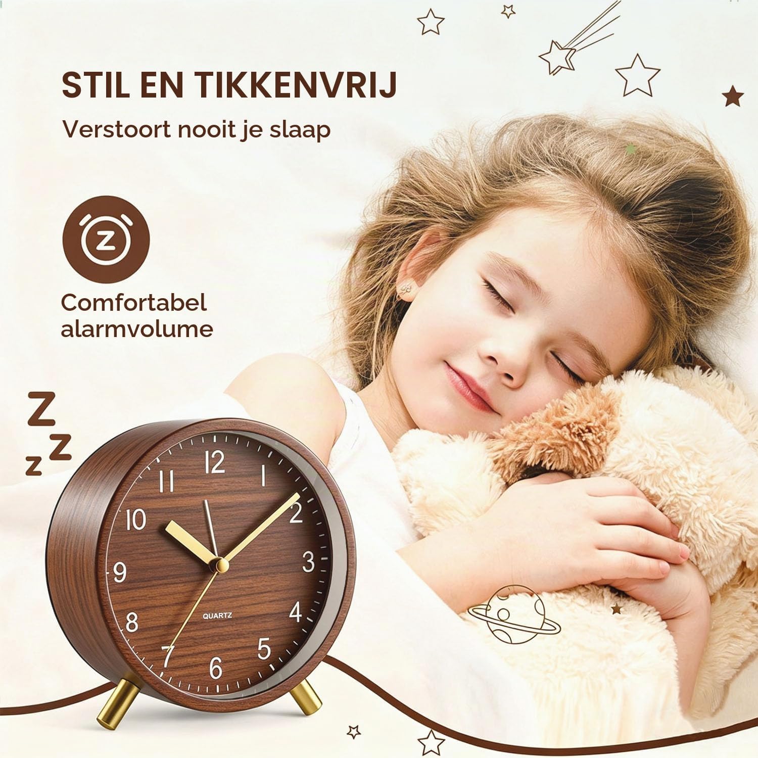 Detalle de Azxb Azxb-alarm clock analoge wekker met stille werking en nachtlampje