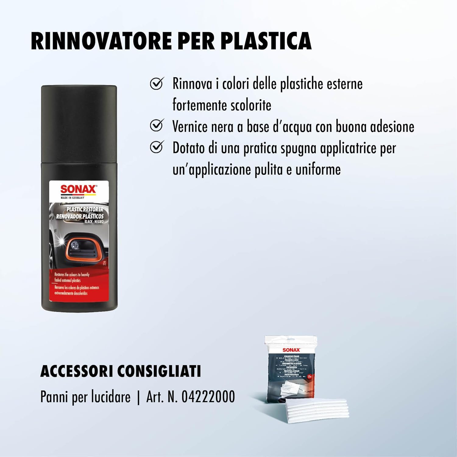Thumbnail 1 de SONAX Rinnovatore plastiche (100 ml) con applicatore: ravviva i colori degli esterni