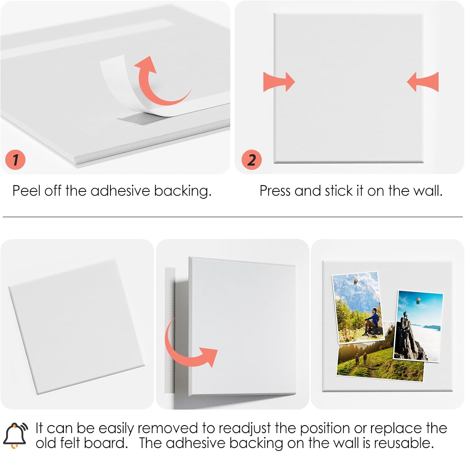 Thumbnail 3 de MaxGear White Felt Bulletin Board, 36" x 24", 6 Customizable Wall Panels