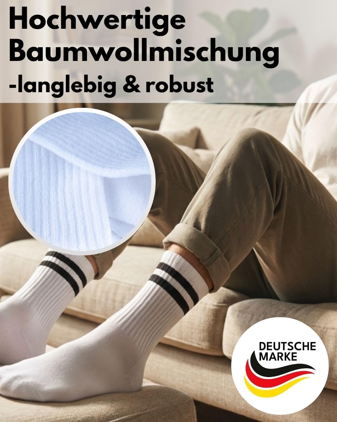 Thumbnail 4 de sockenkauf24 Herren Tennissocken (6 Paar) – gepolsterte Retro Crew Sportsocken mit verstärkter Ferse & Fußspitze