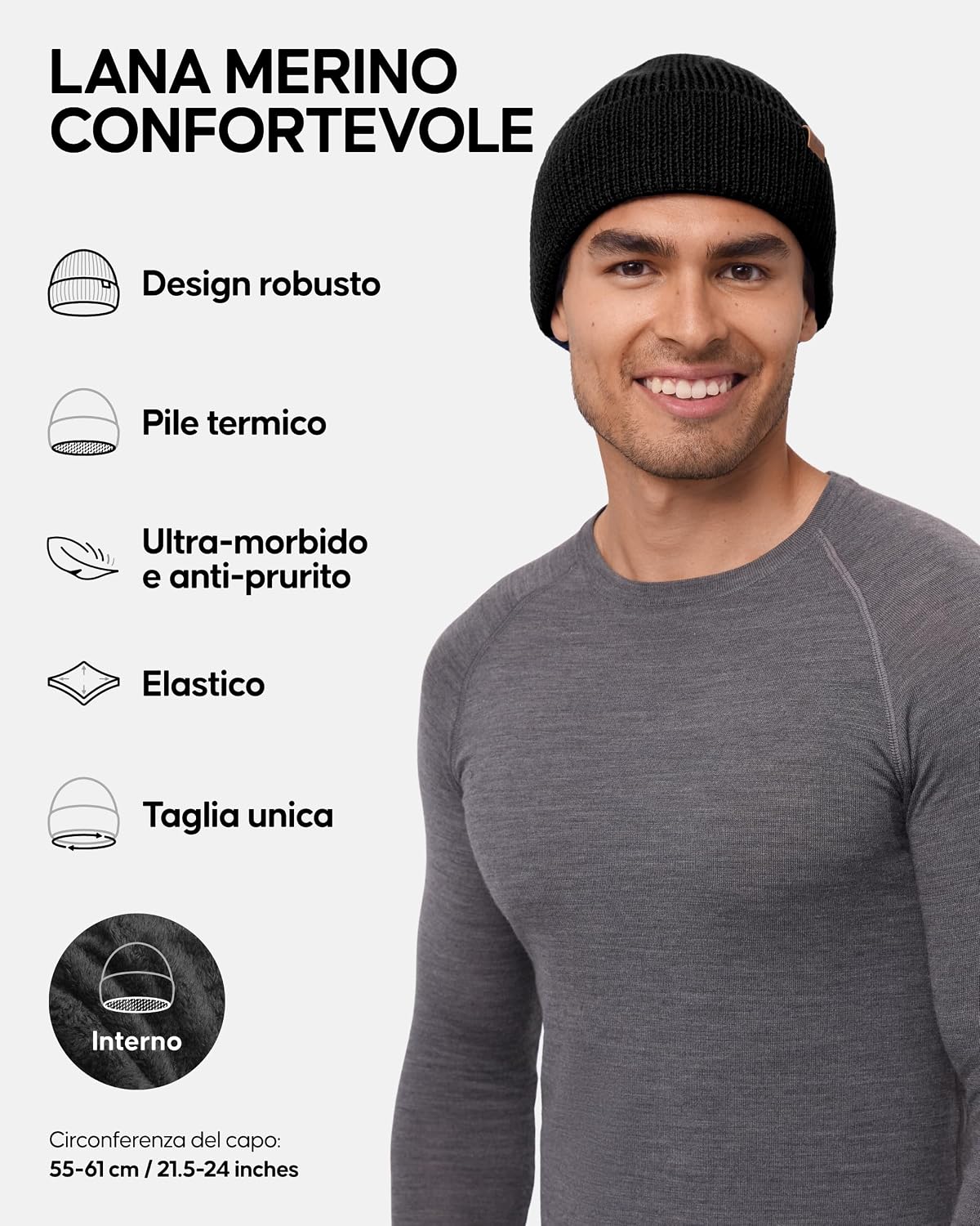 Detalle 2 de DANISH ENDURANCE Berretto Beanie Lana Merino 55% đź§Ł